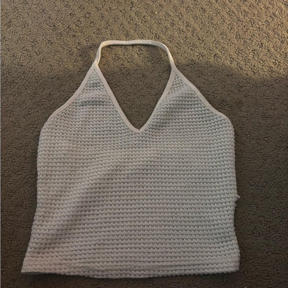 Gray Halter Knit Top